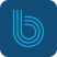 Grenzenloses App-Symbol, Kleinbuchstabe b in hellblauen Linien vor dunkelblauem Hintergrund
