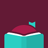 Libby App- maroon square with image of a girl reading a book