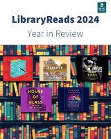 Une étagère remplie de livres de toutes les couleurs ; texte de Library Reads 2024