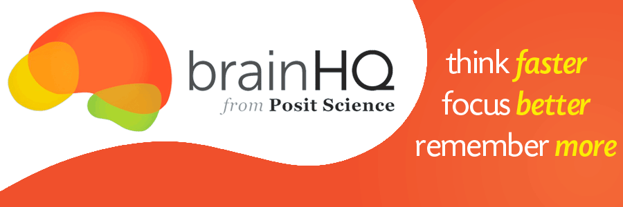 Logo BrainHQ: pensa più velocemente, concentrati meglio, ricorda di più